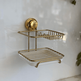 Suporte Para Detergente e Esponja com Fixação por Ventosa Dourado - Ela Decora